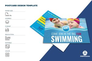 Swimming Postcard Template