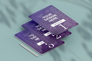 Tablet with Web Page Screens Mockup