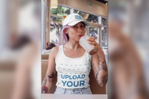 Tank Top Mockup Featuring a Woman with a Dad