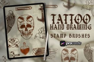 Tattoo Hand Drawing Brush Stamp