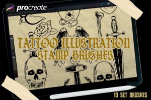 tattoo illustration brush stamp
