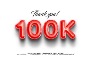 Thank you 100k followers text effect