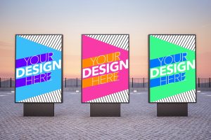 Three vertical billboard outdoors Mockup