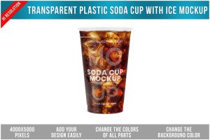 Transparent Plastic Soda Cup Mockup