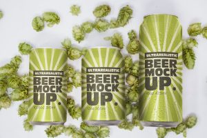 Trio Beer Can Mockup