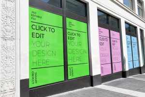 Triple Window Billboard Sticker Mockup