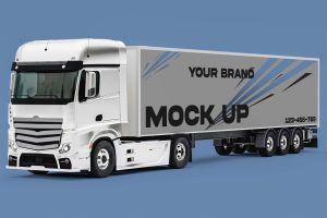Truck with Trailer Isolated Mock Up