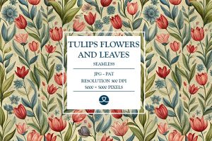 Tulips Flowers and Leaves
