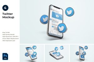 Twitter Mockup On Mobile Phone Pack 01