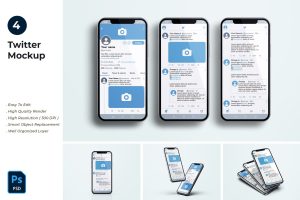 Twitter Mockup On Mobile Phone Pack 02