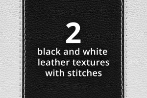 Two black and white leather textures with stitches
