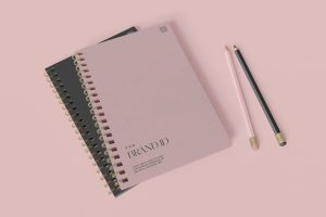 Two Notebook with Pencil Mockup