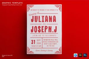 Typography Vintage Wedding Invitation