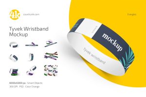 Tyvek Wristband Mockup Set