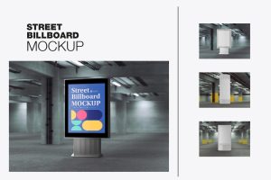 Urban Kiosk Advertisement Scene Mockup