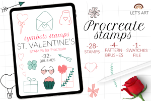 Valentines day stamp brushes