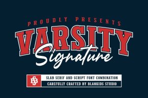 Varsity Signatue a College Font Combination
