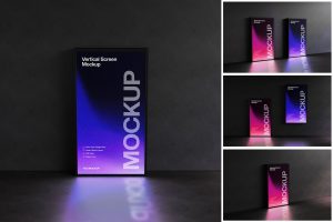 Vertical Neon Sign Mockup