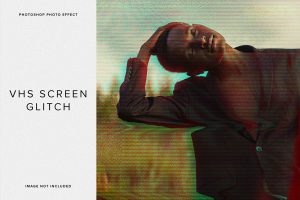 VHS Screen Glitch PSD Photo Effect
