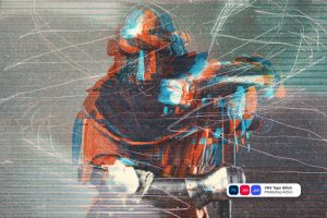 VHS Tape Glitch Photoshop Action