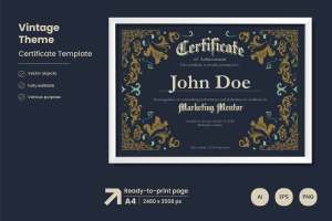 Vintage Border Certificate Template