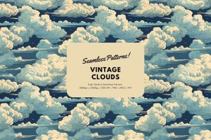 Vintage Clouds Seamless Patter