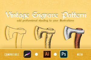 Vintage Engrave Pattern for Ps, Ai and Procreate