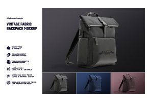Vintage fabric backpack mockup