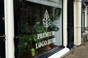 Vintage Window Glass Logo Mockup