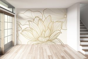 Wall Paper Mockup in a Room with Stairs and Window