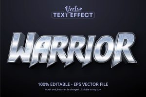 Warrior – Editable Text Effect, Silver Font Style