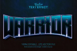 Warrior – Editable Text Effect, Silver Font Style