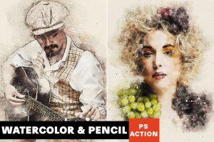 Watercolor & Pencil Photoshop Action