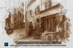 Watercolor Drawing Photoshop Template