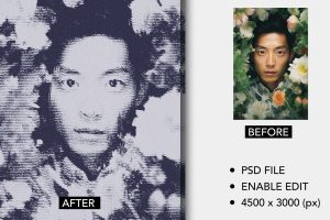 Wavy Halftone Photo Effect