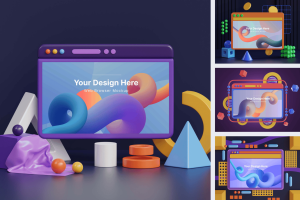 Web Browser Creative Dark Version Mockup