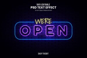 We’re Open – Retro Neon Text Effect