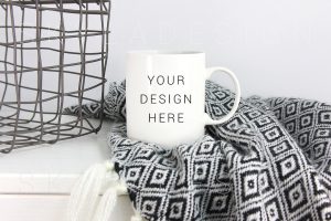 White coffee cup mockup blanket
