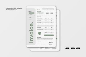 White Green Modern Simple Invoice 001