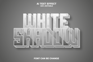 white shadow 3d text effect
