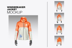 Windbreaker Jacket with Gloves Mockup