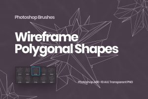 Wireframe Polygonal Shapes Photoshop Brushes