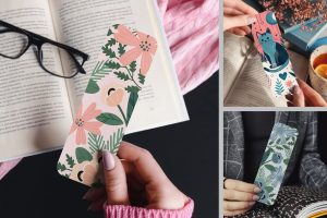 Woman Holding a Bookmark Mockup