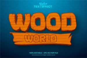 Wood – Editable Text Effect, Cartoon Font Style