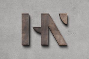 Wooden 3D Logo Mockup