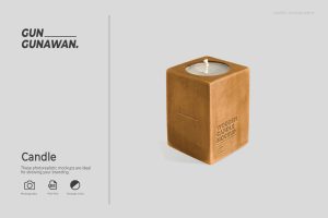 Wooden Candle Mockup