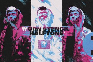 Worn Stencil Halftone Action Effect