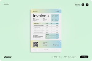 Yellow Blue Gradient Modern Invoice • 001
