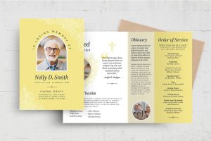 Yellow Funeral Program Template