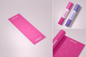 Yoga Fitness Mat Banding Mockup Set